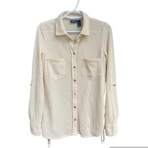 Daytrip Button Down Shirt with Side Ties Cream Color Size Small
